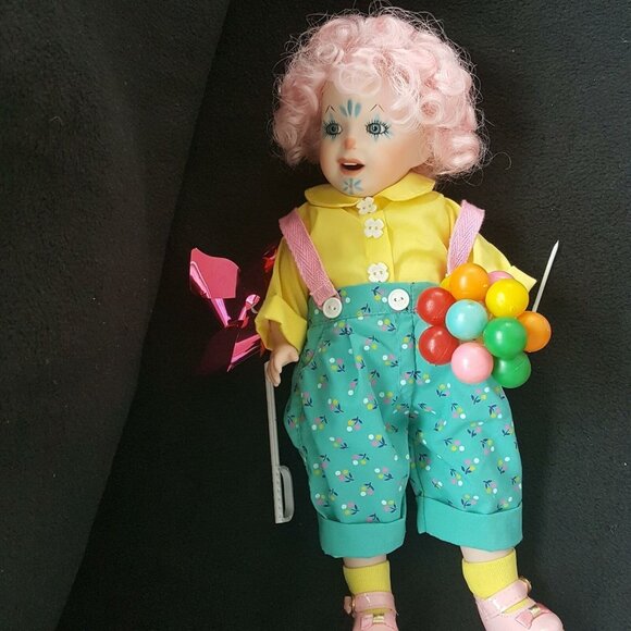 Vintage Circus Clown SFBJ Melissa LR Model 236 Porcelain Doll Pink Shoes Hair - Picture 4 of 7